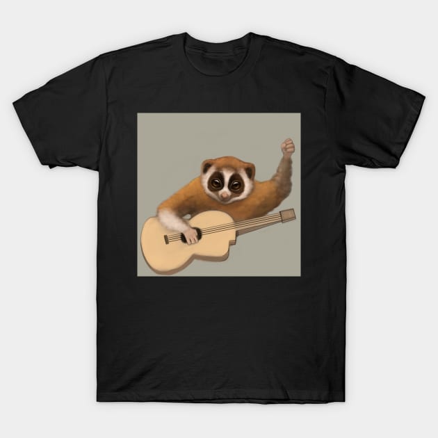 Slow Loris and Guitar T-Shirt by JHeavenor